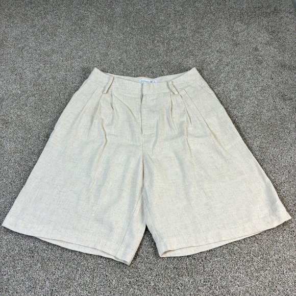 Primark Beige Culottes Shorts Women's Size 4 Wide‎ Leg Linen Blend Preppy Casual - Picture 2 of 10